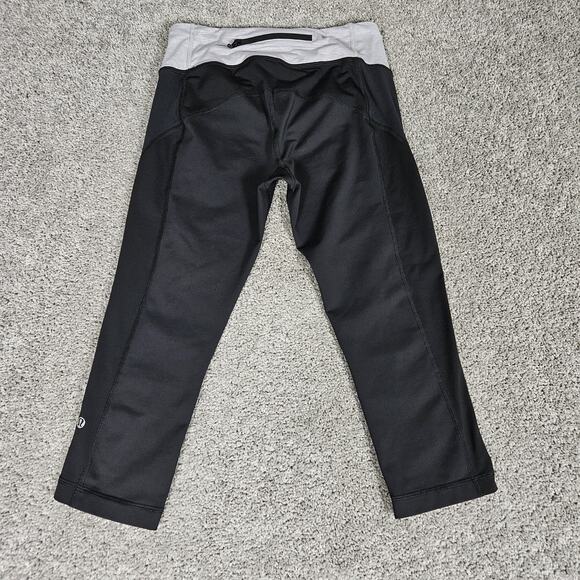 Lululemon Leggings Womens 6 Black Run Sun Sprinter Crop W6804S Activewear Gym - Picture 2 of 11